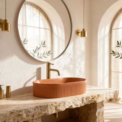 REA-U6377 - Lavoar pentru blat VANDA 31x49 cm ceramică/portocaliu