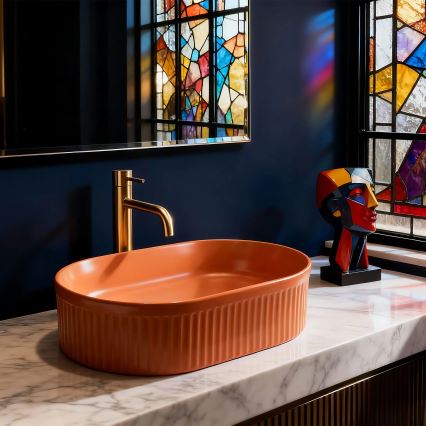 REA-U6377 - Lavoar pentru blat VANDA 31x49 cm ceramică/portocaliu