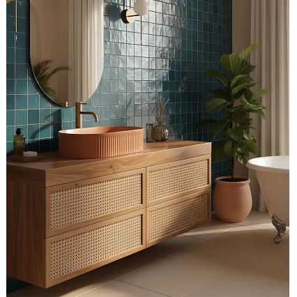 REA-U6377 - Lavoar pentru blat VANDA 31x49 cm ceramică/portocaliu