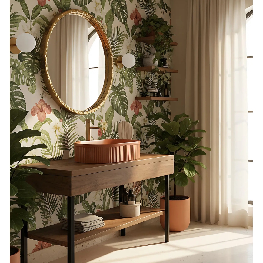 REA-U6377 - Lavoar pentru blat VANDA 31x49 cm ceramică/portocaliu