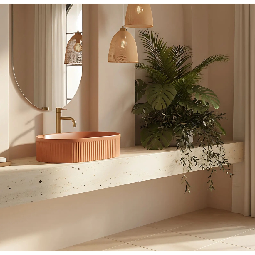 REA-U6377 - Lavoar pentru blat VANDA 31x49 cm ceramică/portocaliu