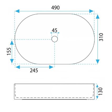 REA-U6377 - Lavoar pentru blat VANDA 31x49 cm ceramică/portocaliu