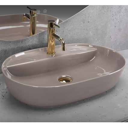 REA-U6381 - Lavoar pentru blat AURA 41x61 cm ceramică/maro lucios