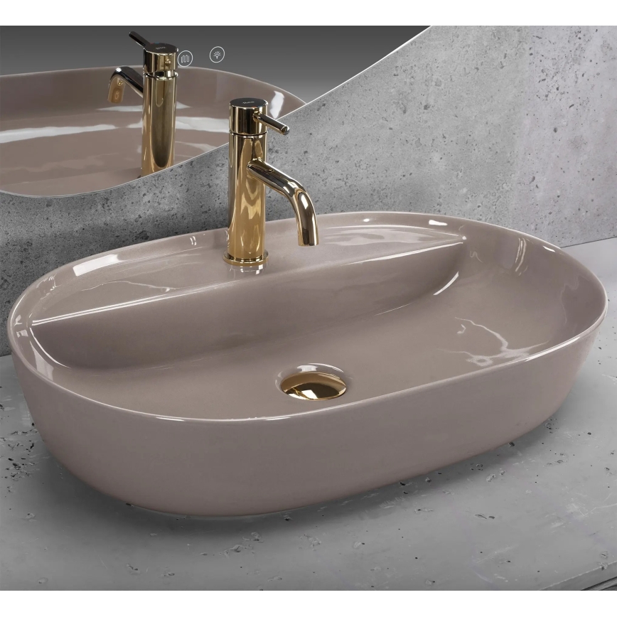 REA-U6381 - Lavoar pentru blat AURA 41x61 cm ceramică/maro lucios