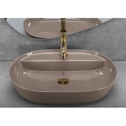 REA-U6381 - Lavoar pentru blat AURA 41x61 cm ceramică/maro lucios