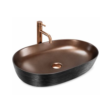 REA-U6383 - Lavoar pe blat CLEO 41x60,5 cm ceramică/negru/cupru periat