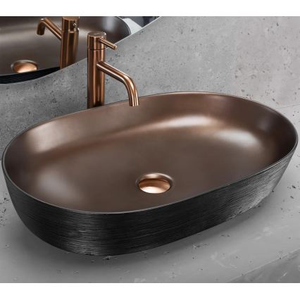 REA-U6383 - Lavoar pe blat CLEO 41x60,5 cm ceramică/negru/cupru periat
