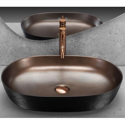REA-U6383 - Lavoar pe blat CLEO 41x60,5 cm ceramică/negru/cupru periat