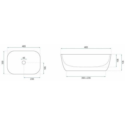 REA-U6384 - Lavoar pentru blat BELINDA 33x46,5 cm ceramică/negru/maro