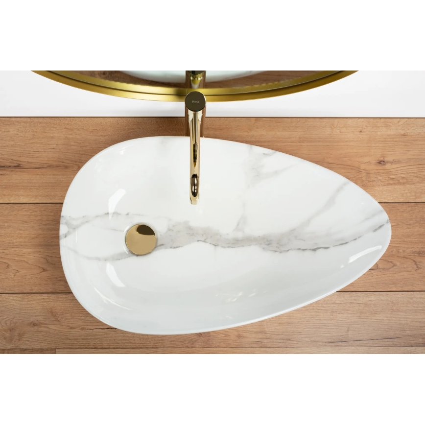 REA-U6501 - Lavoar GRETA pentru blat, 40 x 65,5 cm, ceramică, aspect de piatră