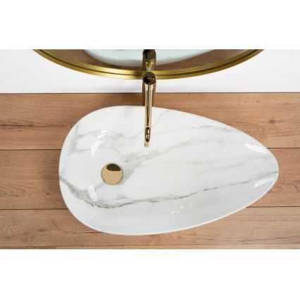 REA-U6501 - Lavoar GRETA pentru blat, 40 x 65,5 cm, ceramică, aspect de piatră