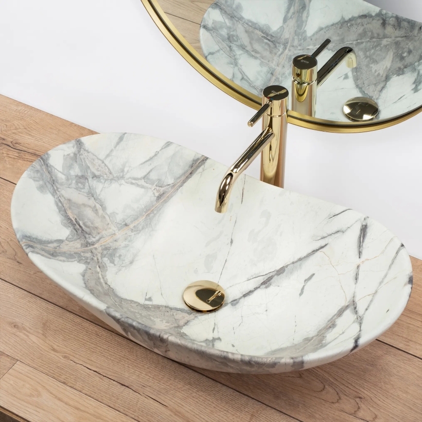 REA-U6502 - Lavoar pentru blat ROYAL 36 x 60,5 cm, ceramică/decor marmură