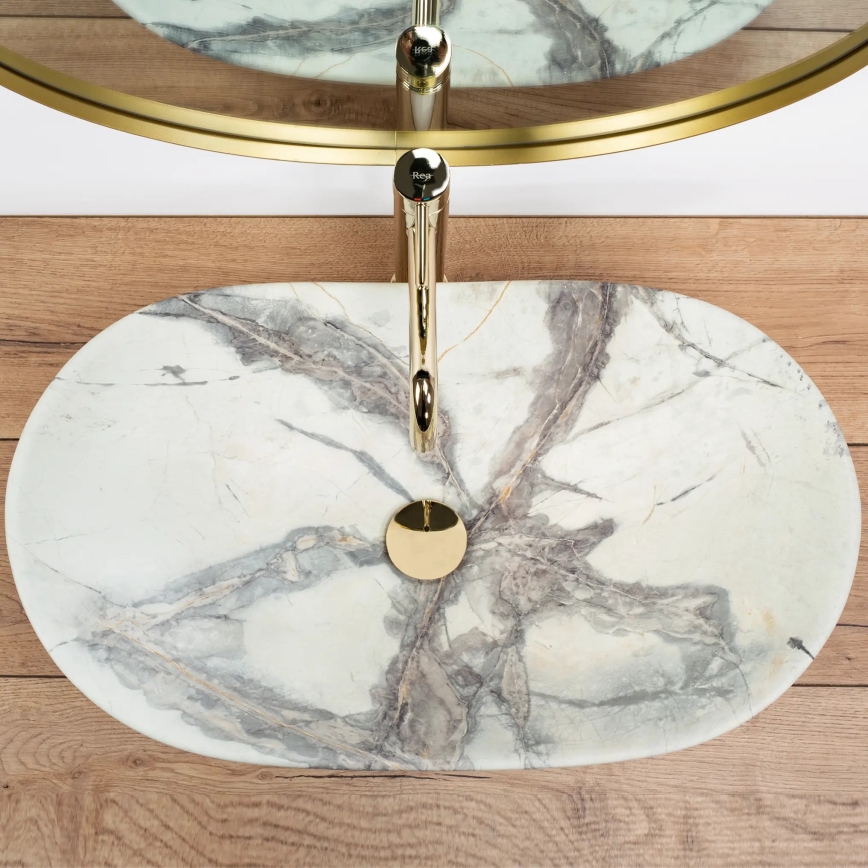 REA-U6502 - Lavoar pentru blat ROYAL 36 x 60,5 cm, ceramică/decor marmură