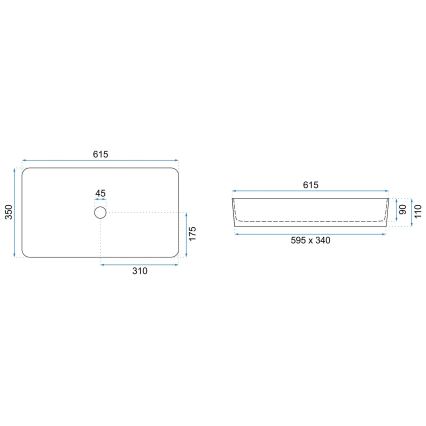 REA-U6510 - Lavoar pentru blat DENIS 35x61,5 cm ceramică/negru mat