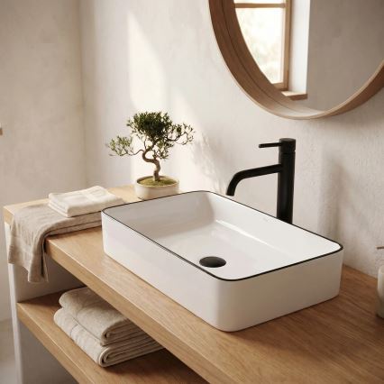REA-U6513 - Lavoar pentru blat DENIS 35 x 61,5 cm ceramică/alb/negru