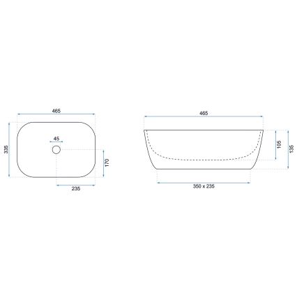 REA-U6596 - Lavoar pentru blat BELINDA 33,5 x 46,5 cm ceramică/decor marmură