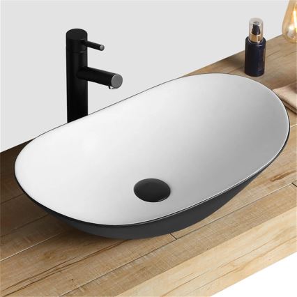 REA-U6600 - Lavoar pentru montare pe blat ROYAL 36 x 62,5 cm, ceramică, alb/negru