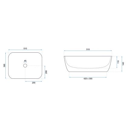 REA-U6616 - Lavoar FREJA pentru blat 39,5x51 cm ceramică/alb