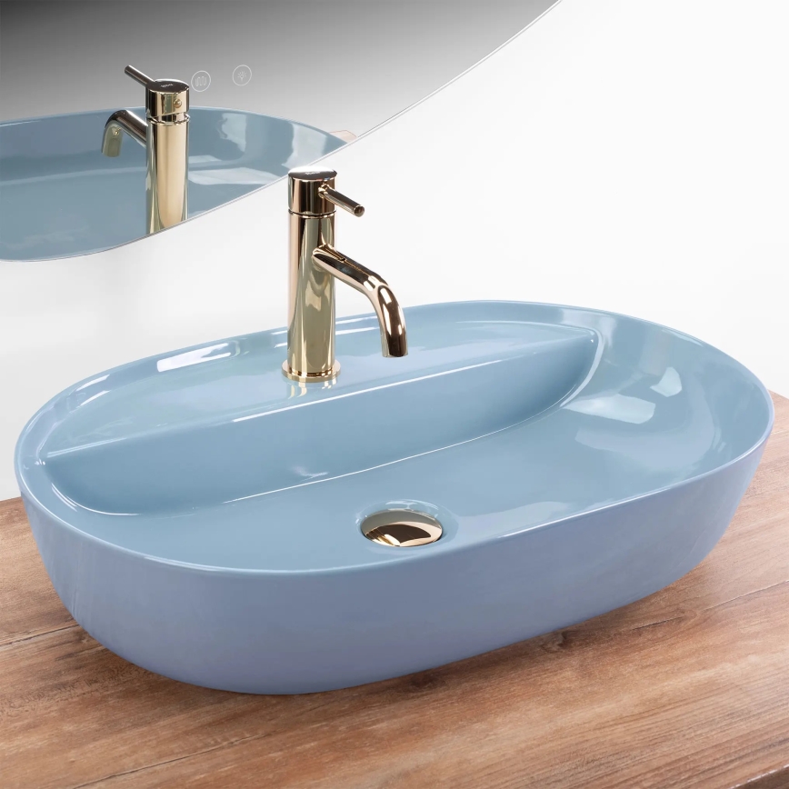 REA-U6618 - Lavoar AURA pentru blat, 41 x 61 cm, ceramică, albastru lucios