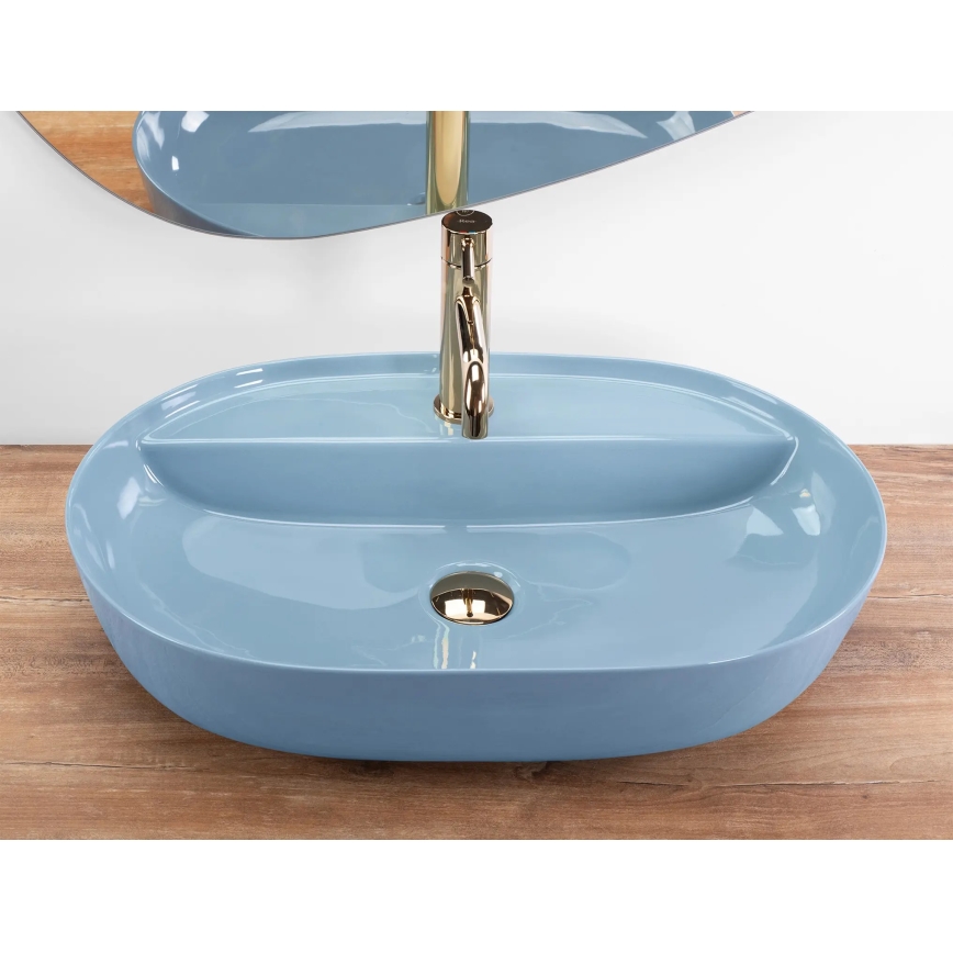REA-U6618 - Lavoar AURA pentru blat, 41 x 61 cm, ceramică, albastru lucios