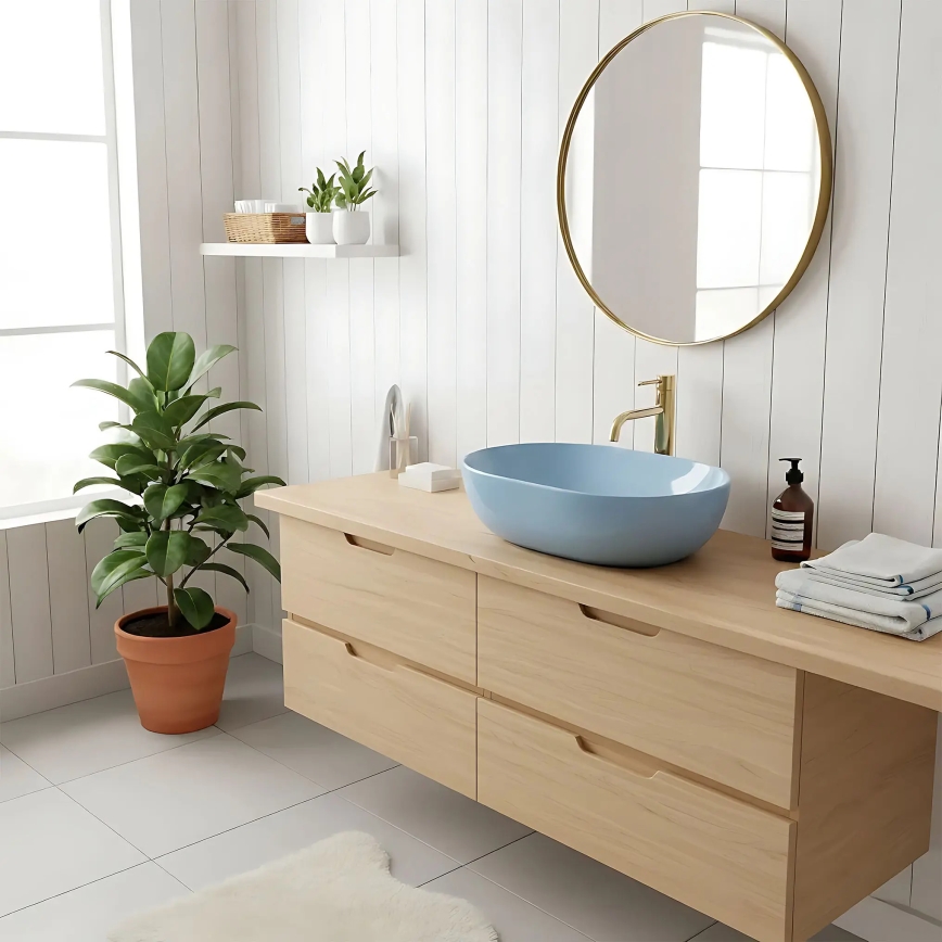 REA-U6620 - Lavoar pentru blat LISA 35x49 cm ceramică/albastru lucios