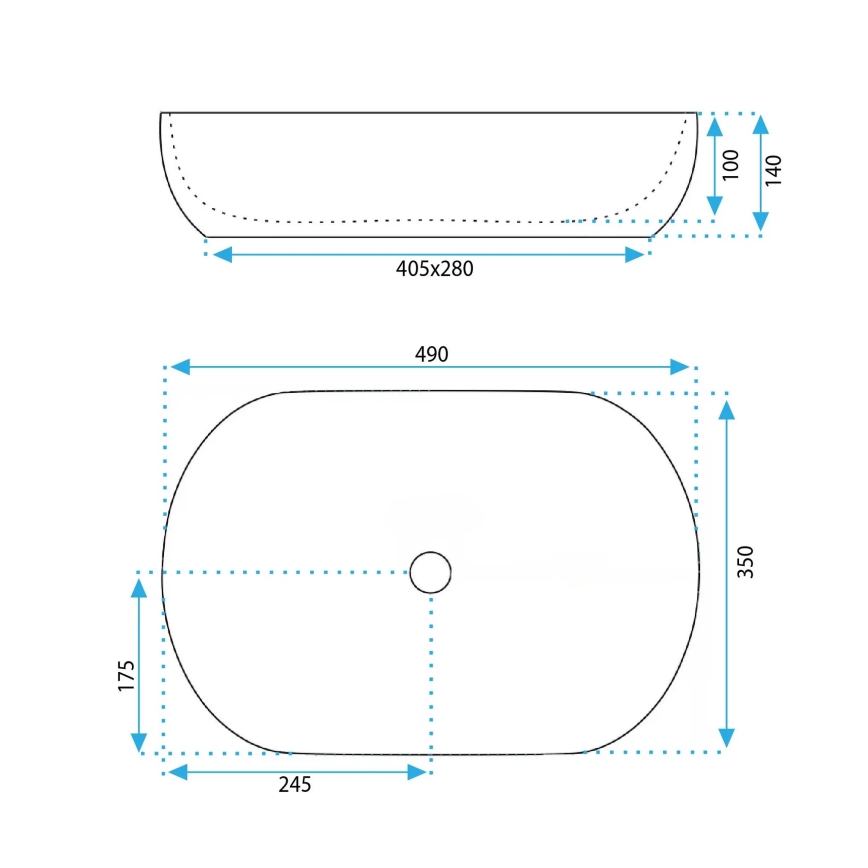 REA-U6620 - Lavoar pentru blat LISA 35x49 cm ceramică/albastru lucios