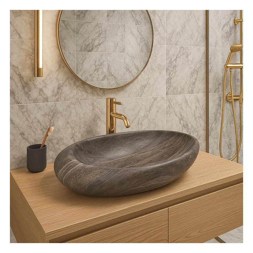 REA-U6649 - Lavoar ROXY pentru blat 31x49 cm ceramică/imitație de piatră