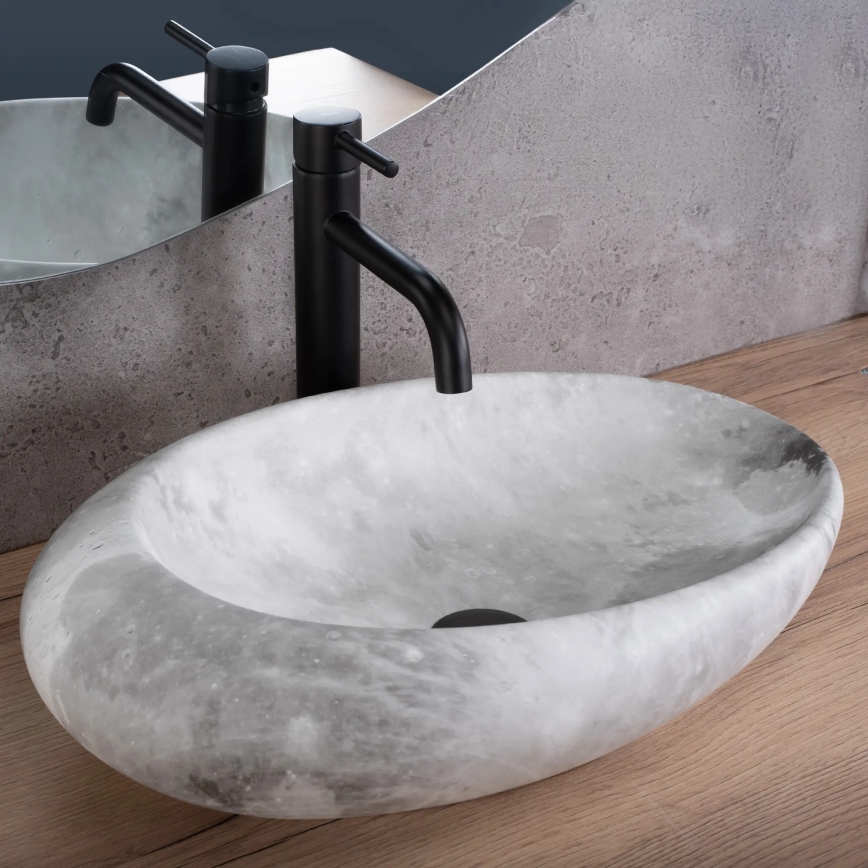 REA-U6651 - Lavoar pentru blat ROXY 31x49 cm ceramică/gri/imitație de piatră