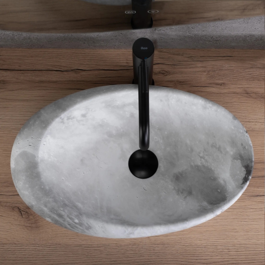 REA-U6651 - Lavoar pentru blat ROXY 31x49 cm ceramică/gri/imitație de piatră