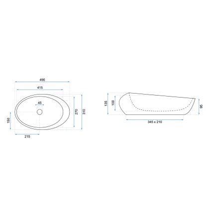 REA-U6651 - Lavoar pentru blat ROXY 31x49 cm ceramică/gri/imitație de piatră