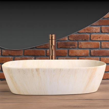REA-U6689 - Lavoar pentru blat FREJA 39,5 x 51 cm ceramică/bej/imitație de piatră