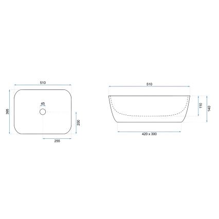 REA-U6689 - Lavoar pentru blat FREJA 39,5 x 51 cm ceramică/bej/imitație de piatră