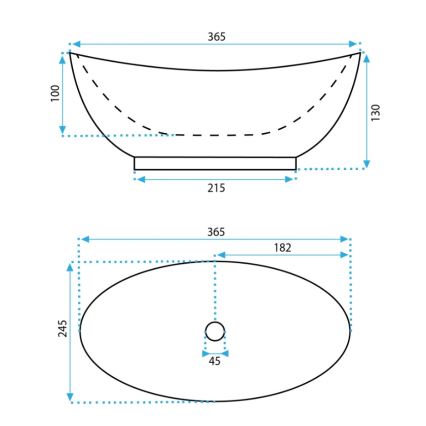 REA-U6803 - Lavoar KATE pentru blat 24,5x36,5 cm ceramică/alb lucios