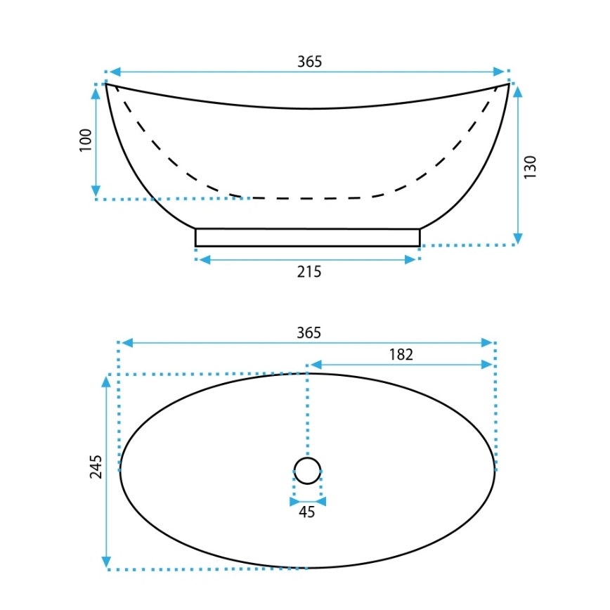 REA-U6803 - Lavoar KATE pentru blat 24,5x36,5 cm ceramică/alb lucios