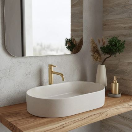 REA-U7341 - Lavoar pentru montaj pe blat NADIA 38,5x61 cm ceramică/crem