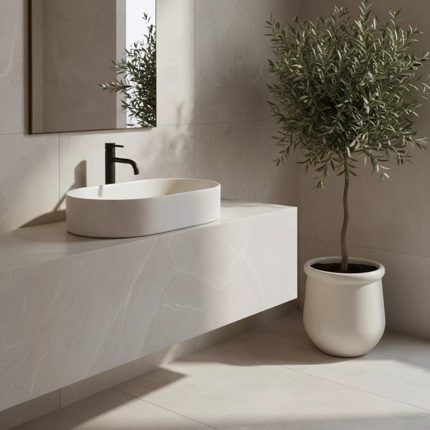 REA-U7341 - Lavoar pentru montaj pe blat NADIA 38,5x61 cm ceramică/crem