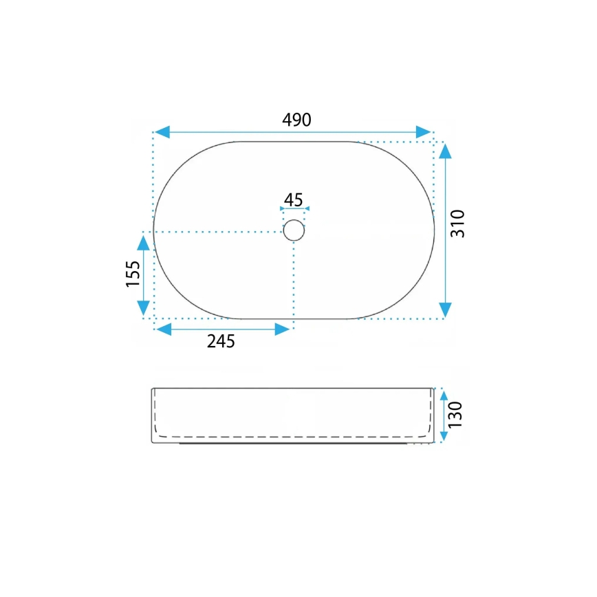 REA-U7342 - Lavoar pe blat VANDA 31x49 cm ceramică/bej/imitație de piatră