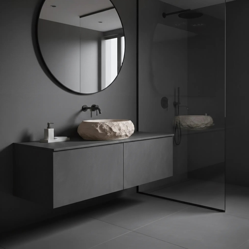 REA-U7347 - Lavoar pentru blat MIKA 38x50 cm bej/imitație de piatră