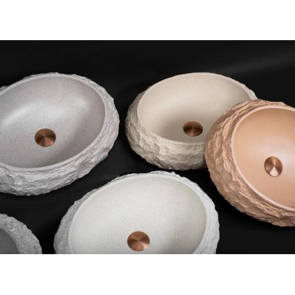 REA-U7347 - Lavoar pentru blat MIKA 38x50 cm bej/imitație de piatră