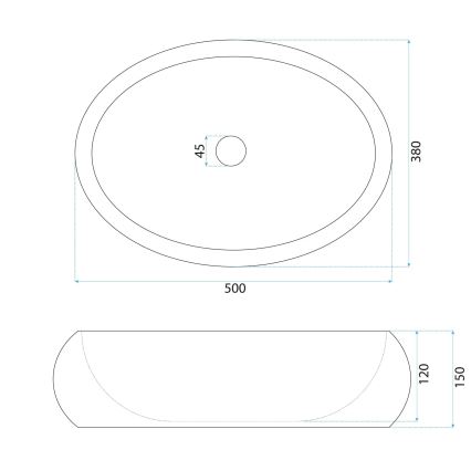 REA-U7347 - Lavoar pentru blat MIKA 38x50 cm bej/imitație de piatră