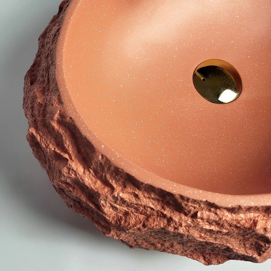 REA-U7349 - Lavoar MIKA pentru blat, 38 x 50 cm, portocaliu/imitație de piatră