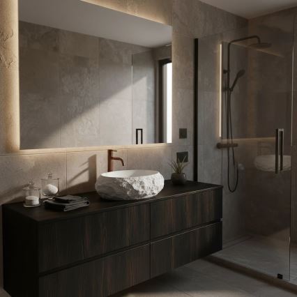 REA-U7350 - Lavoar MIKA pentru blat 38x50 cm, alb/imitație de piatră