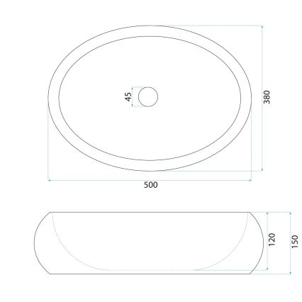 REA-U7350 - Lavoar MIKA pentru blat 38x50 cm, alb/imitație de piatră