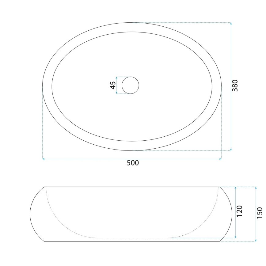 REA-U7350 - Lavoar MIKA pentru blat 38x50 cm, alb/imitație de piatră