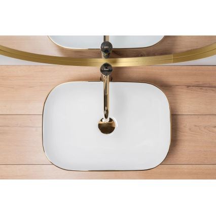 REA-U7422 - Lavoar pentru blat BELINDA 33x46,5 cm ceramică/alb/auriu