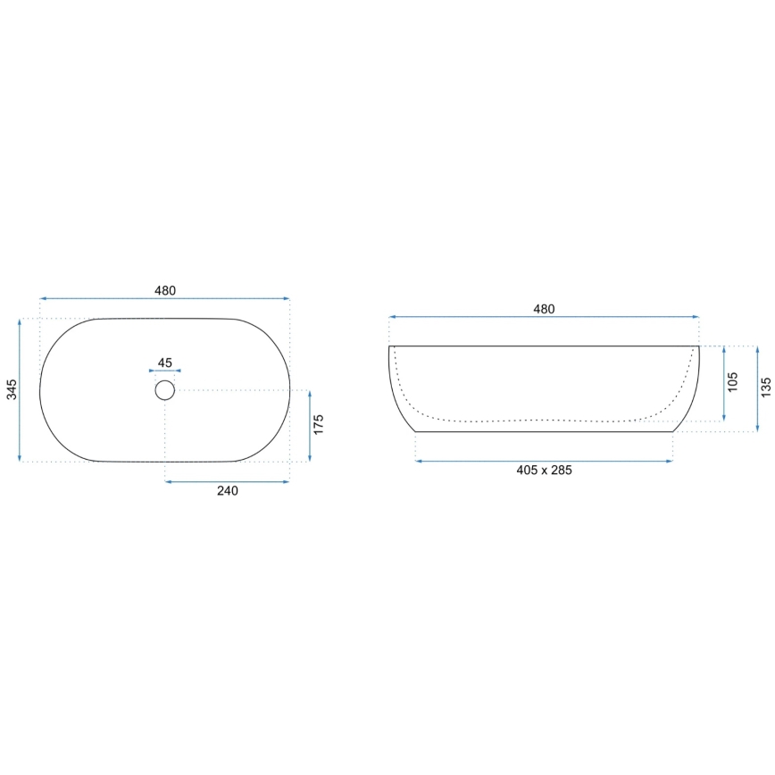 REA-U8001 - Lavoar pentru blat AMELIA, 34,5 x 48 cm, ceramică/decor marmură