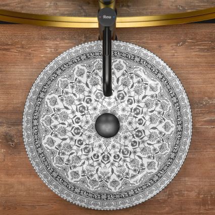 REA-U8002 - Lavoar pentru blat ARTE 40 cm ceramică/alb/negru