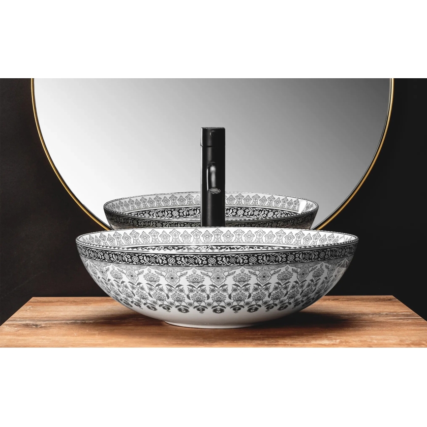 REA-U8002 - Lavoar pentru blat ARTE 40 cm ceramică/alb/negru