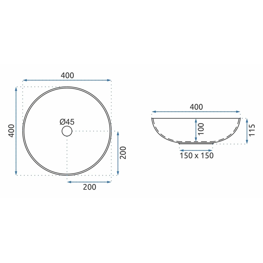 REA-U8002 - Lavoar pentru blat ARTE 40 cm ceramică/alb/negru