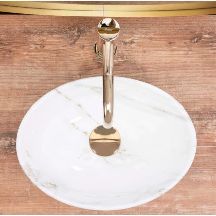 REA-U8014 - Lavoar pentru blat SOFIA MINI, 27 x 34 cm, ceramică cu decor marmură